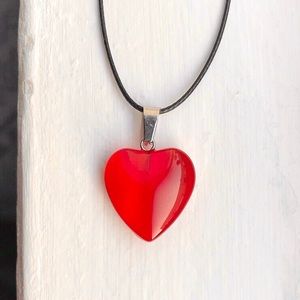 Small Red Heart of Glass Pendant Necklace/Choker ❤️